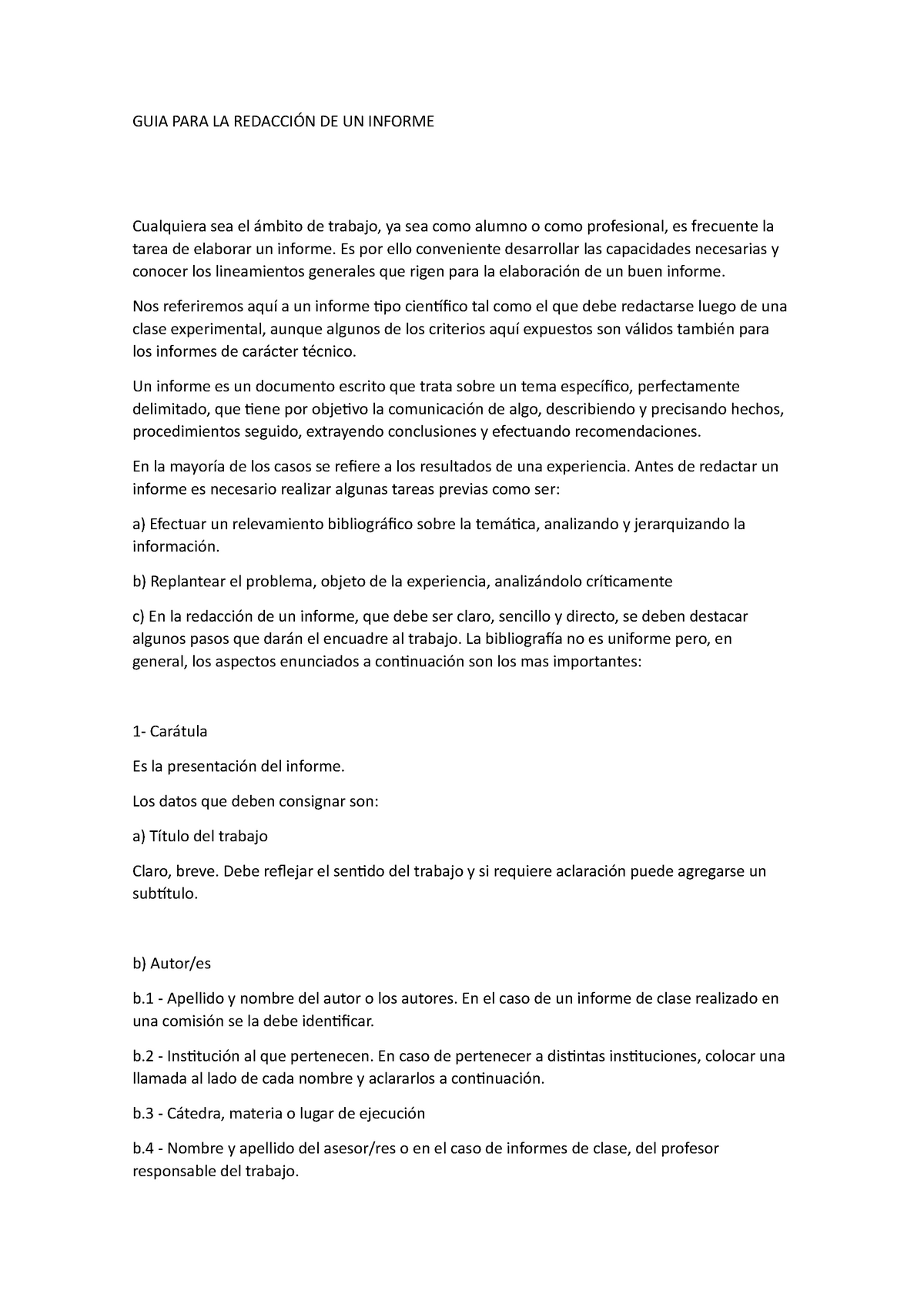 GUIA PARA LA Redacción DE UN Informe - GUIA PARA LA REDACCIÓN DE UN ...