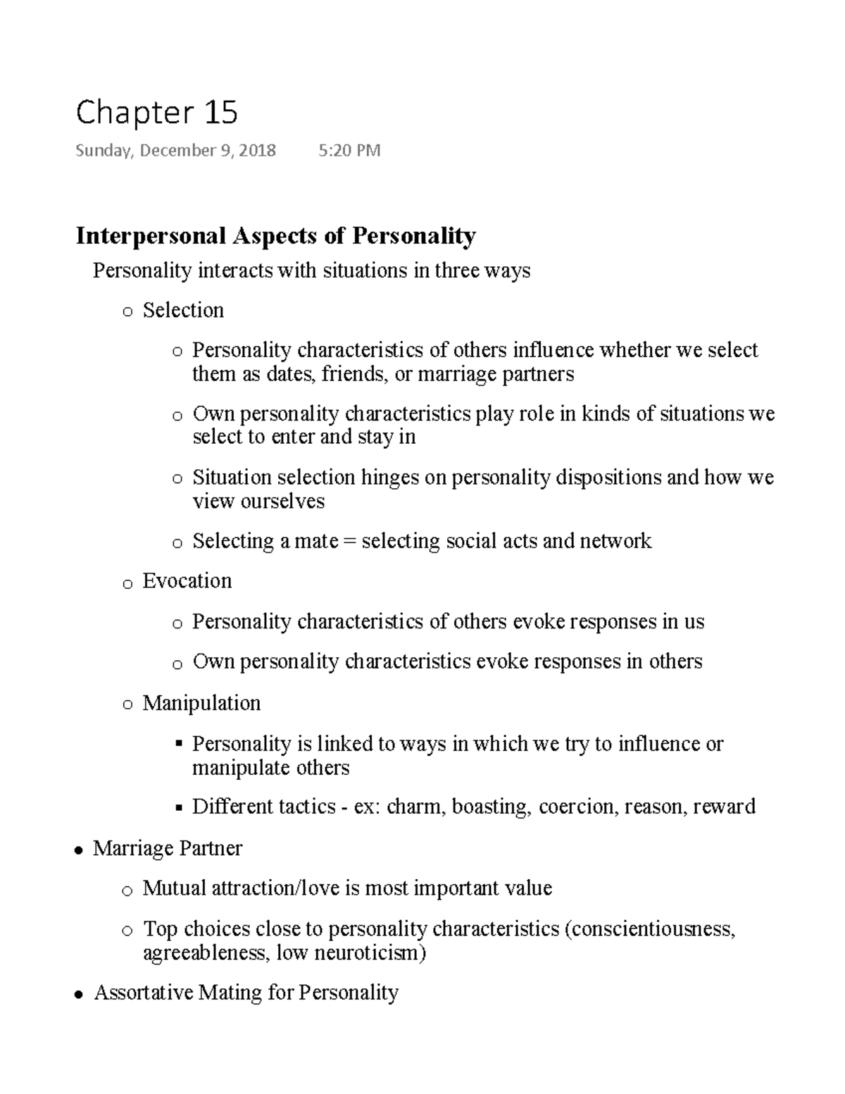 Chapter 15 - Lecture notes 14 - Chapter 15 Sunday, December 9, 2018 5: ...