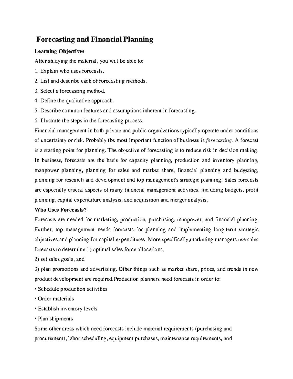 Forecasting and Financial Planning - Forecasting and Financial Planning ...