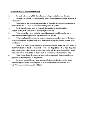 Justice EXAM Notes - WEEK ONE Introduction to Criminology and Policing ...