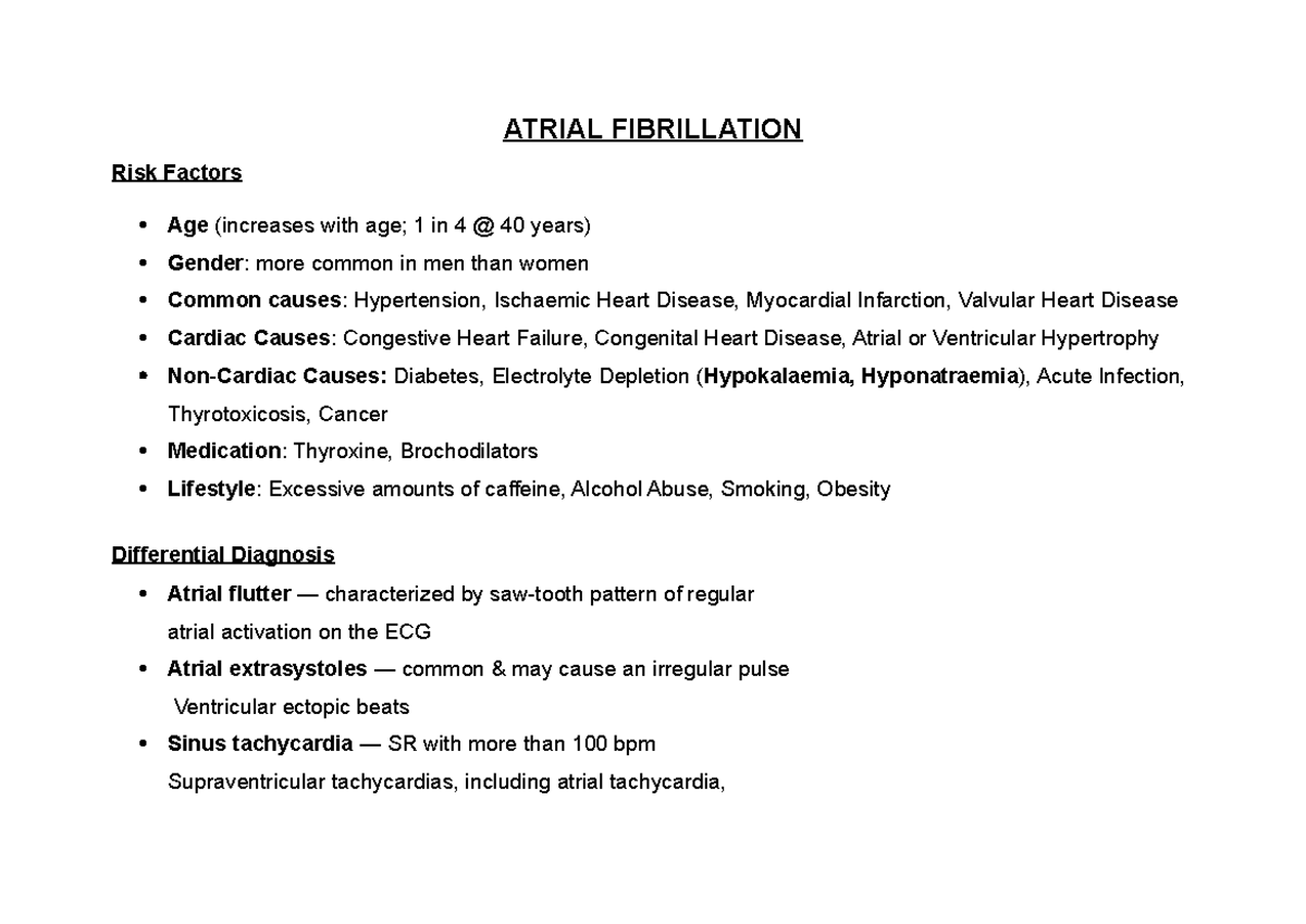 Atrial Fibrillation final - ATRIAL FIBRILLATION Risk Factors Age ...