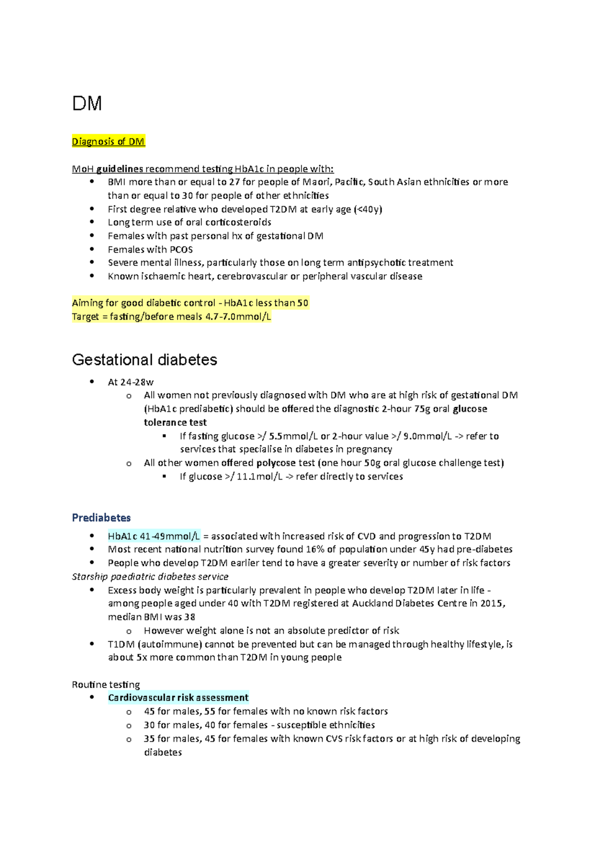Endocrine - Summary of the entire year on topic - DM Diagnosis of DM ...