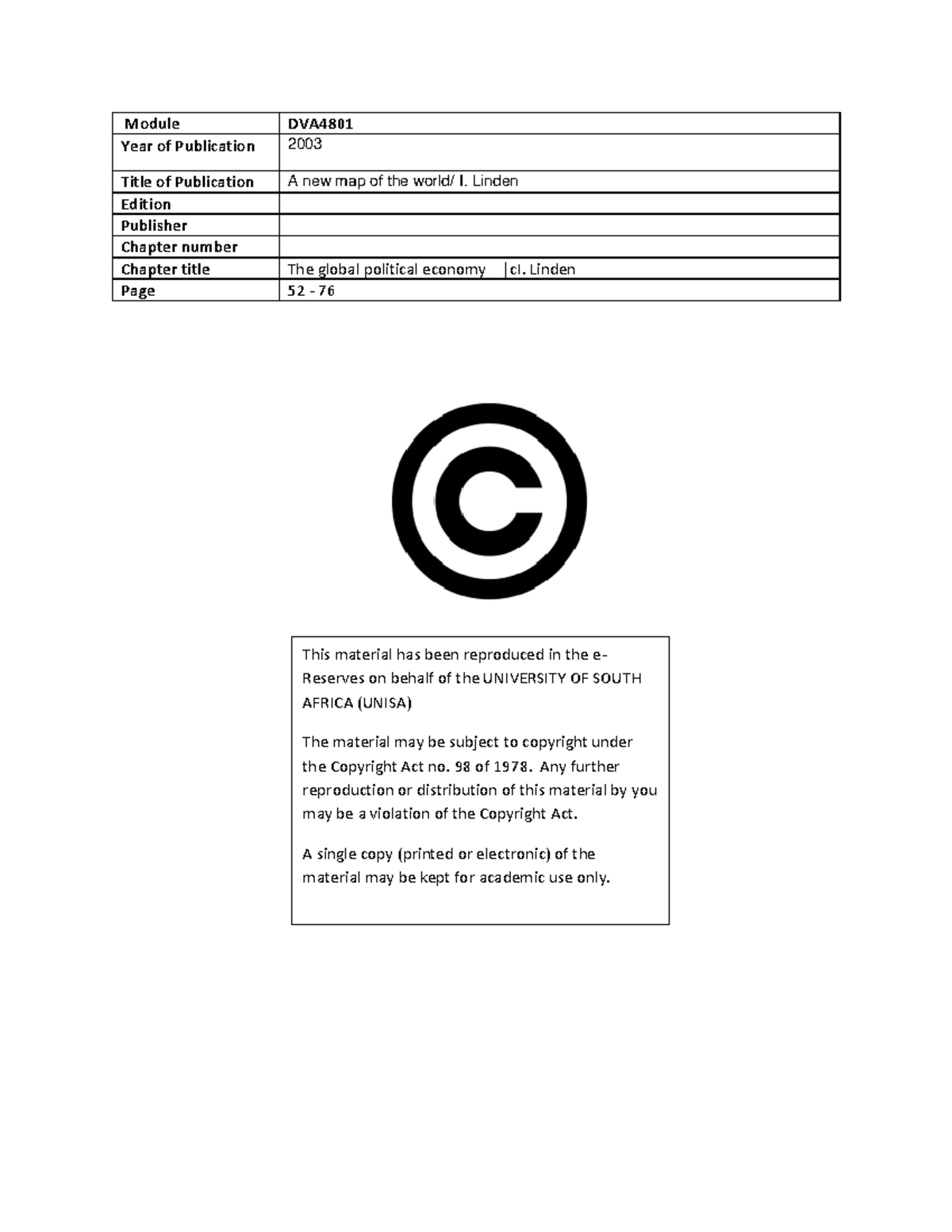 Linden 2003 Articles Module DVA Year of Publication 2003 Title of