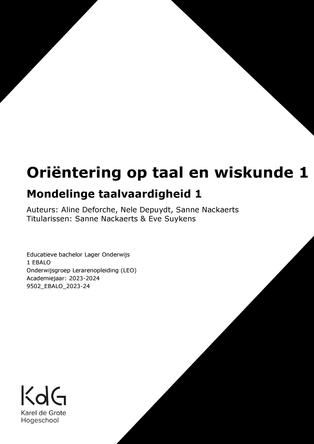 Cursus Oriëntering Op Taal En Wiskunde 1 - Mondelinge Taalvaardigheid 1 ...