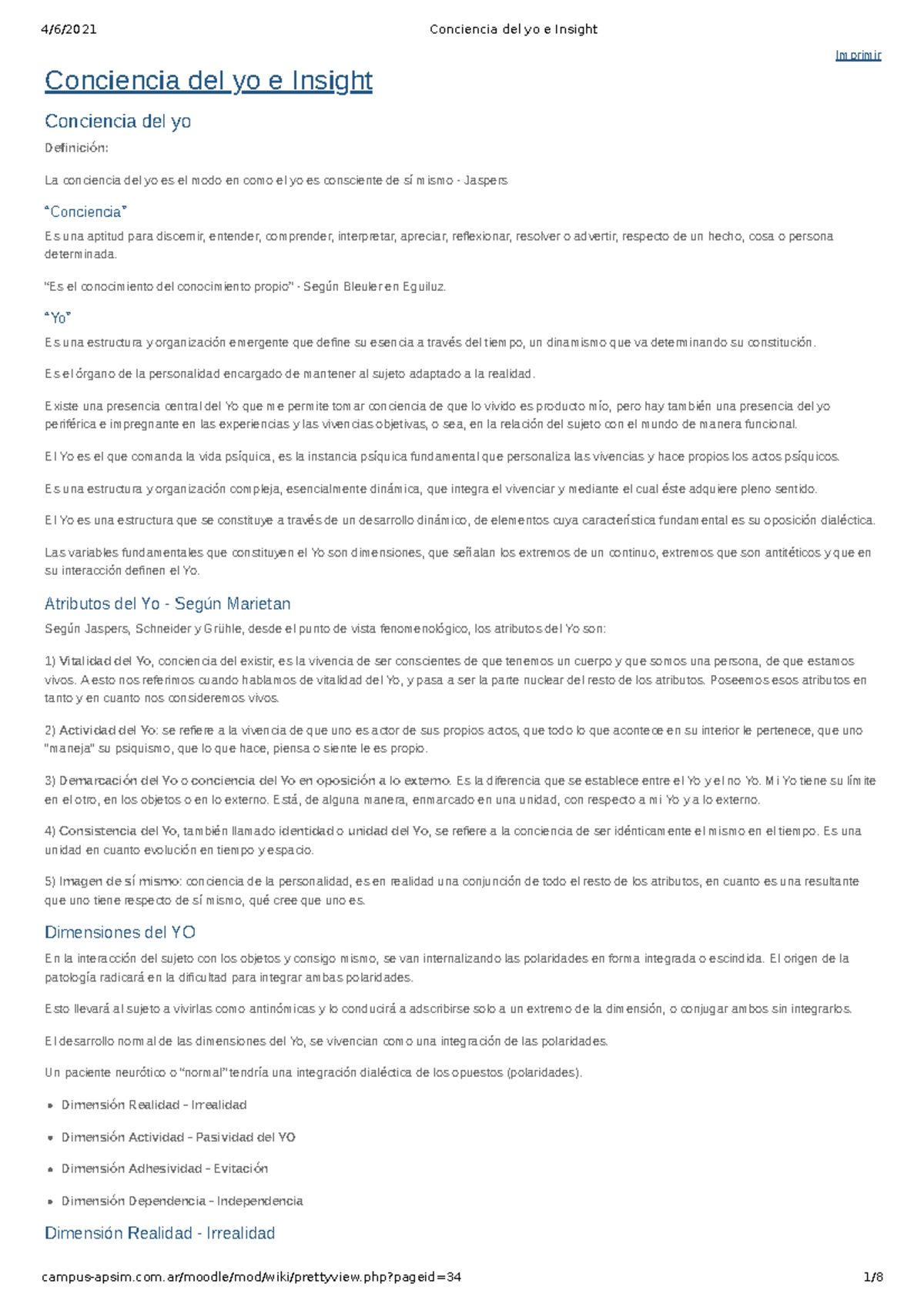 Conciencia del yo e Insight - Imprimir Conciencia del yo e Insight ...