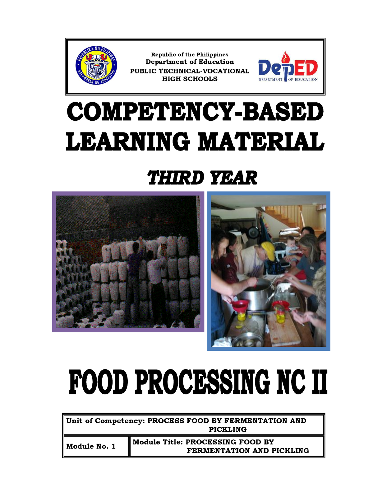 Food Processing Y3 - Additional Learning Module - Unit Of Competency ...