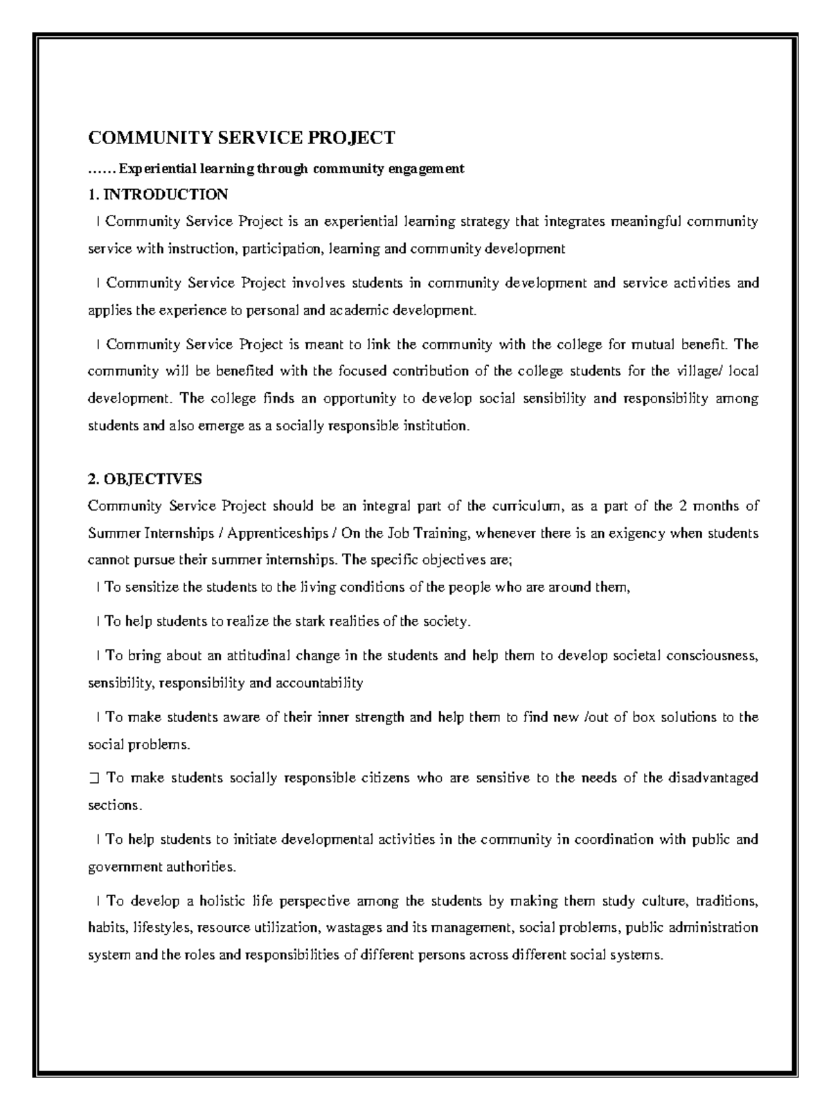 Community Service Project chapter-3 guided - COMMUNITY SERVICE PROJECT ...
