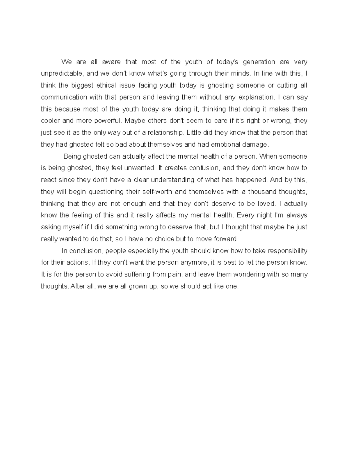 Ethical Issue Essay - We are all aware that most of the youth of today ...