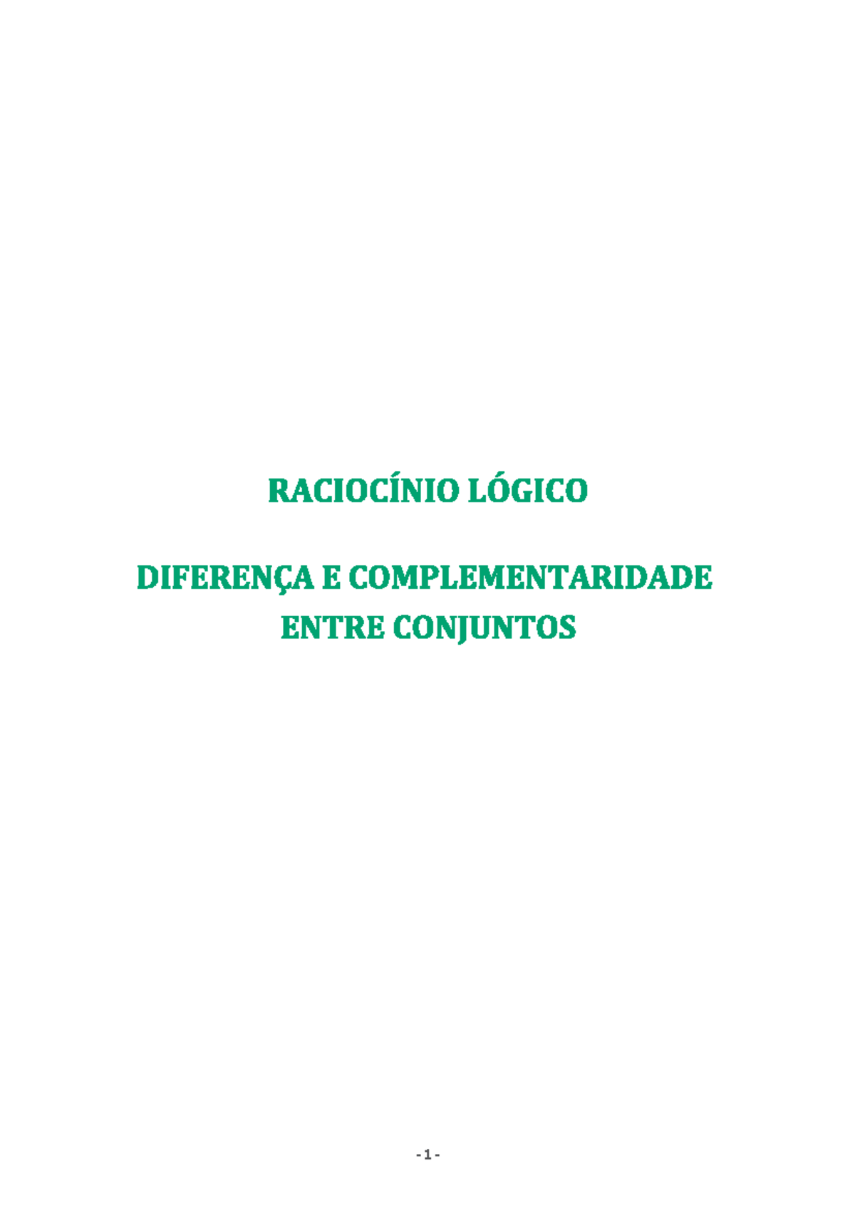 TEMA 4 Diferença E Complementaridade Entre Conjuntos - Matemática ...