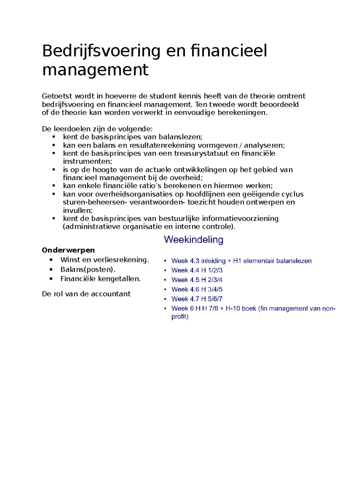 Bedrijfsvoering En Financieel Management - Bedrijfsvoering En ...