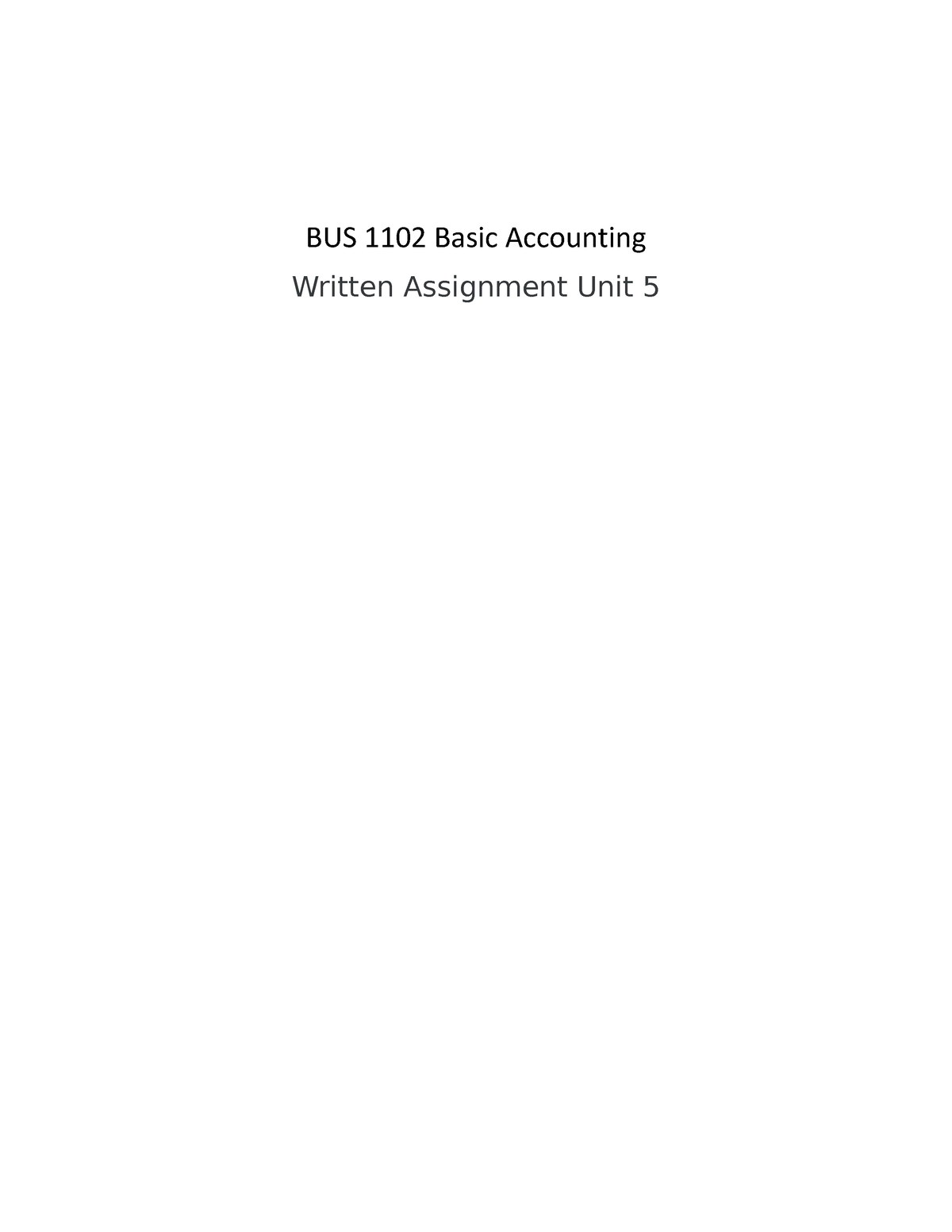 written assignment unit 5 bus 1102