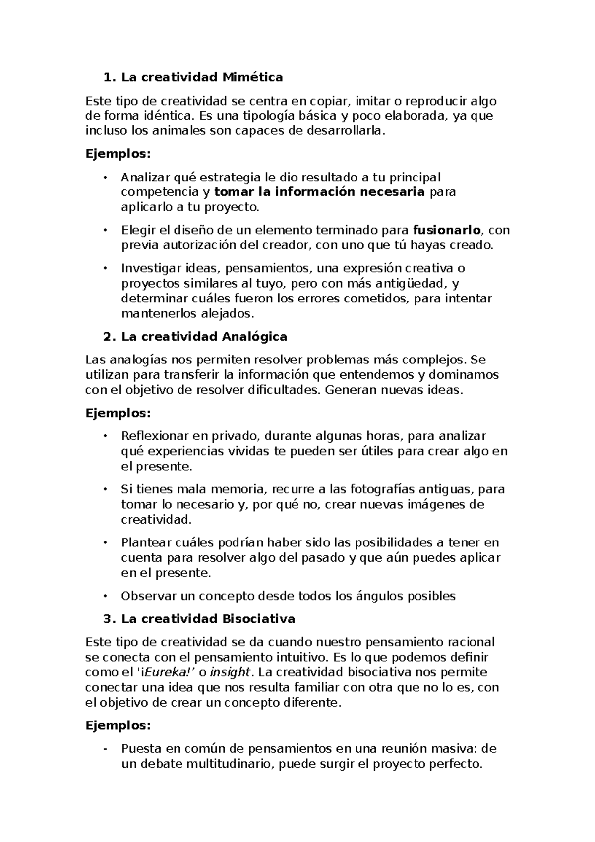 La Creatividad Apuntes La Creatividad Mimética Este Tipo De Creatividad Se Centra En Copiar 7638