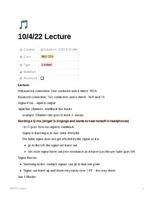 MUI MIDI and digital audio Notes - ¥ 11/10/ Created Class MUI 324 Type ...