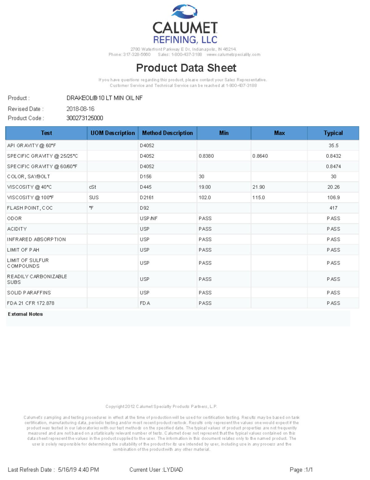 Drakeol 10 LT MIN OIL NF Data Sheet Product Data Sheet 2780 drakeol-10-lt-min-oil-nf-data-sheet-product-data-sheet-2780