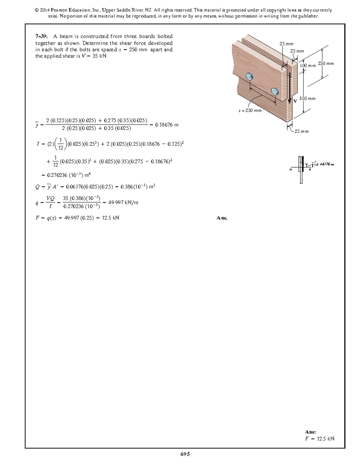 Transverse Shear Examples - 695 © 2014 Pearson Education, Inc., Upper ...