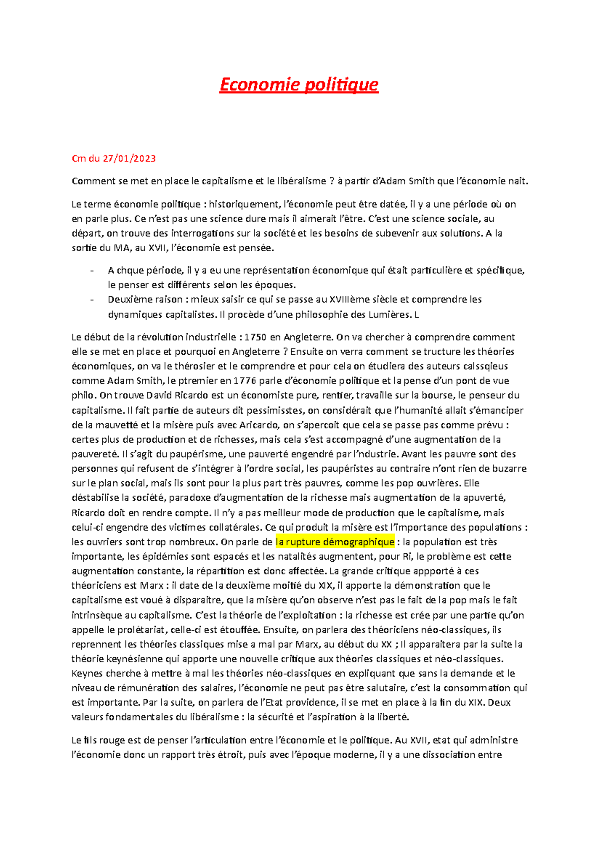 Économie politique 2ème année Economie politique Cm du 27 01 Comment se met en place le Studocu