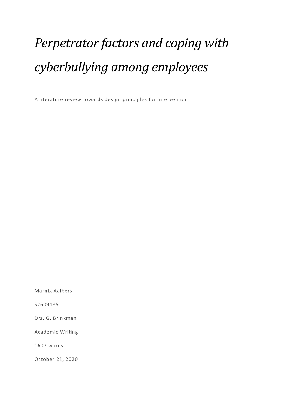 literature review in cyberbullying