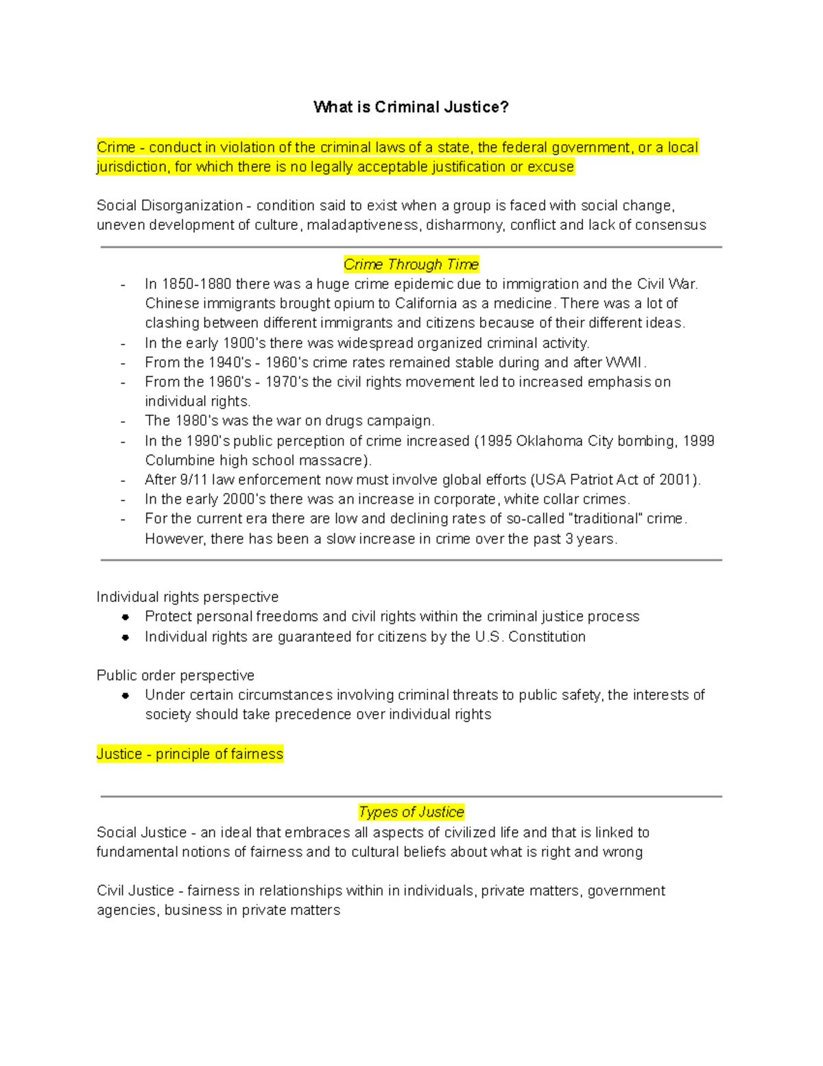 Crj Chpt. 1 - 4 Notes - What is Criminal Justice? Crime - conduct in ...
