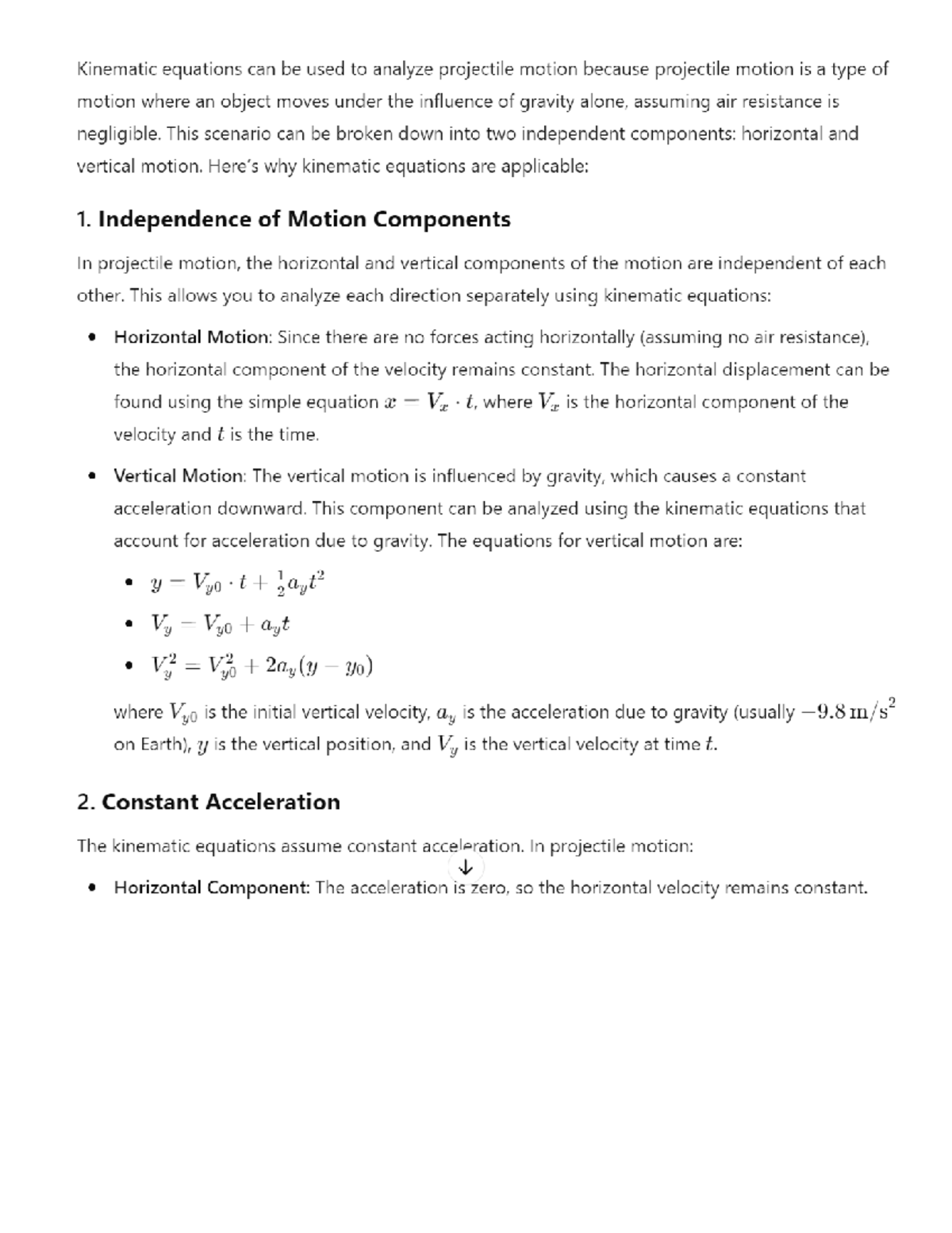 Physics - notes - Kinematic equations can be used to analyze projectile ...