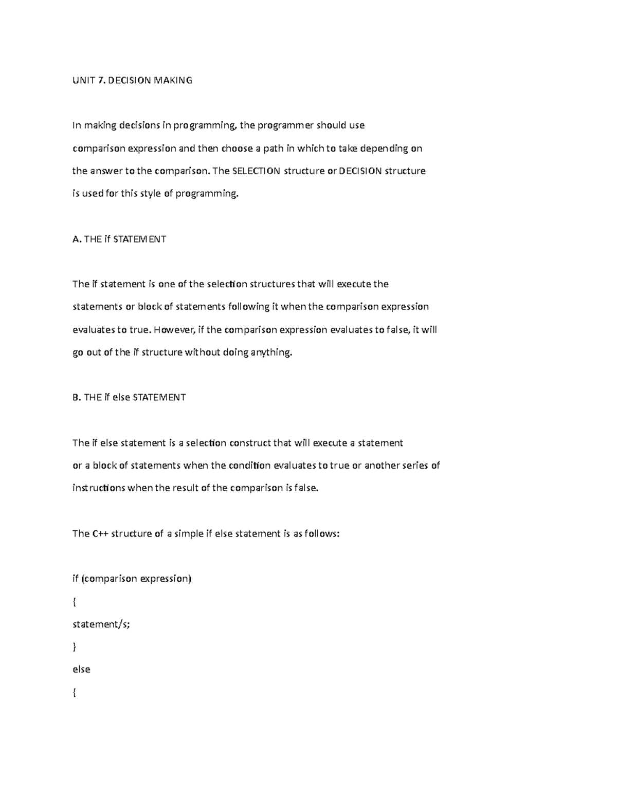 UNIT 7. Decision Making - UNIT 7. DECISION MAKING In making decisions ...