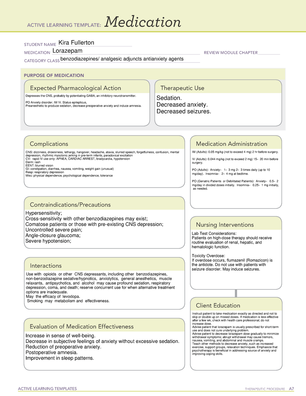 med-lorazepam-ati-medications-sheet-active-learning-templates