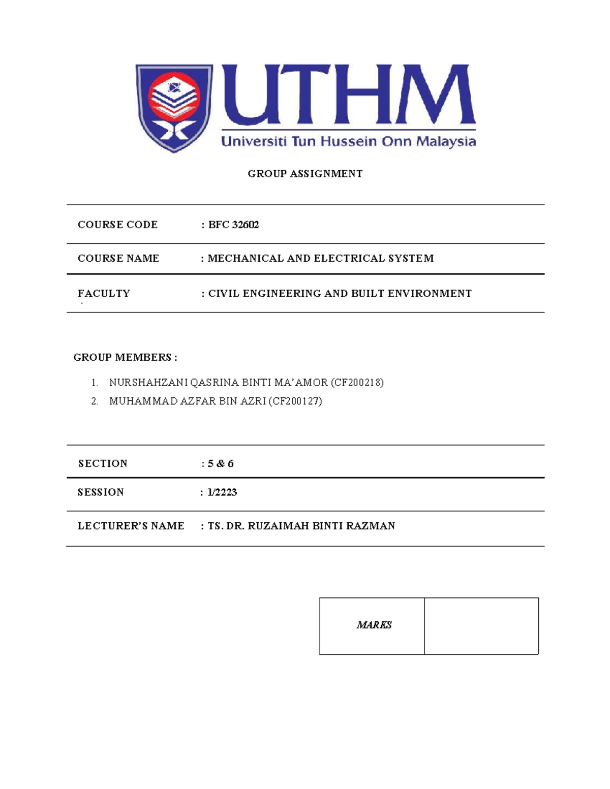 Group 5 Groupassignment Group Assignment Course Code Bfc 32602