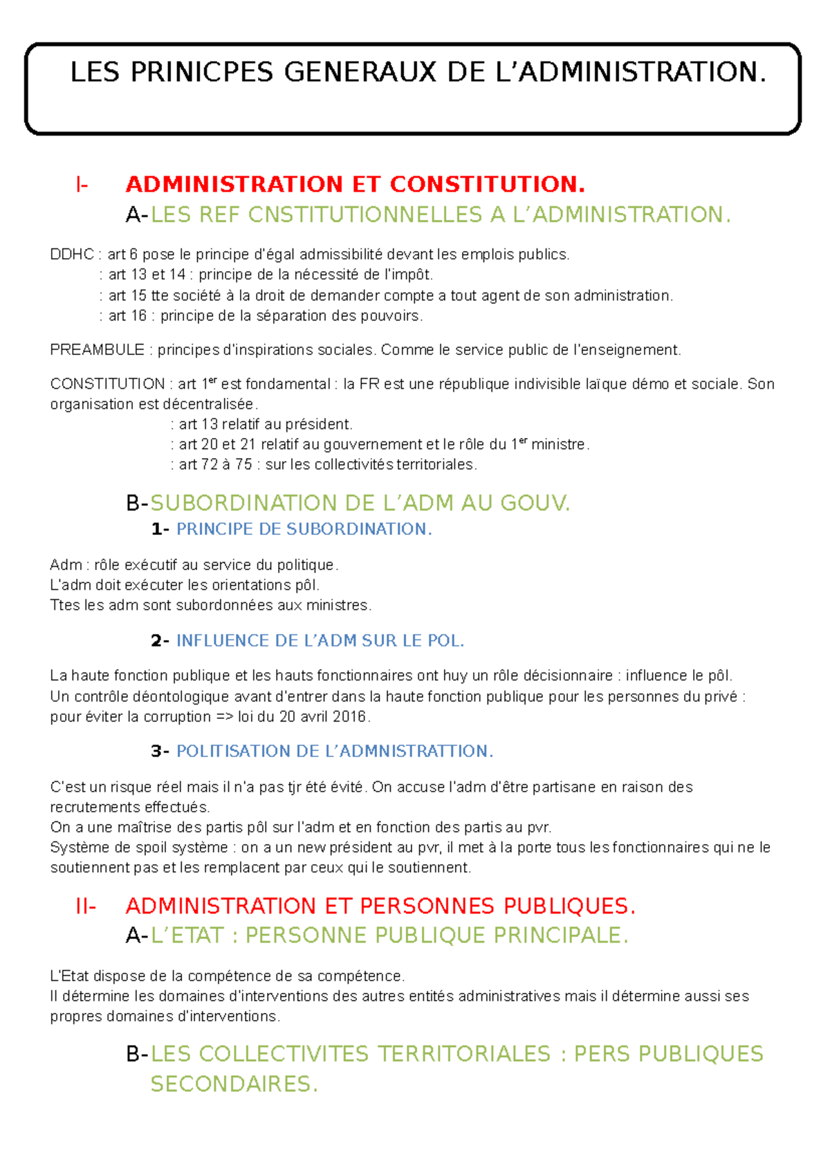 ORGANISATION DE L'ADMINISTRATION COMPLET L1 - S1 JEAN MONNET - I ...