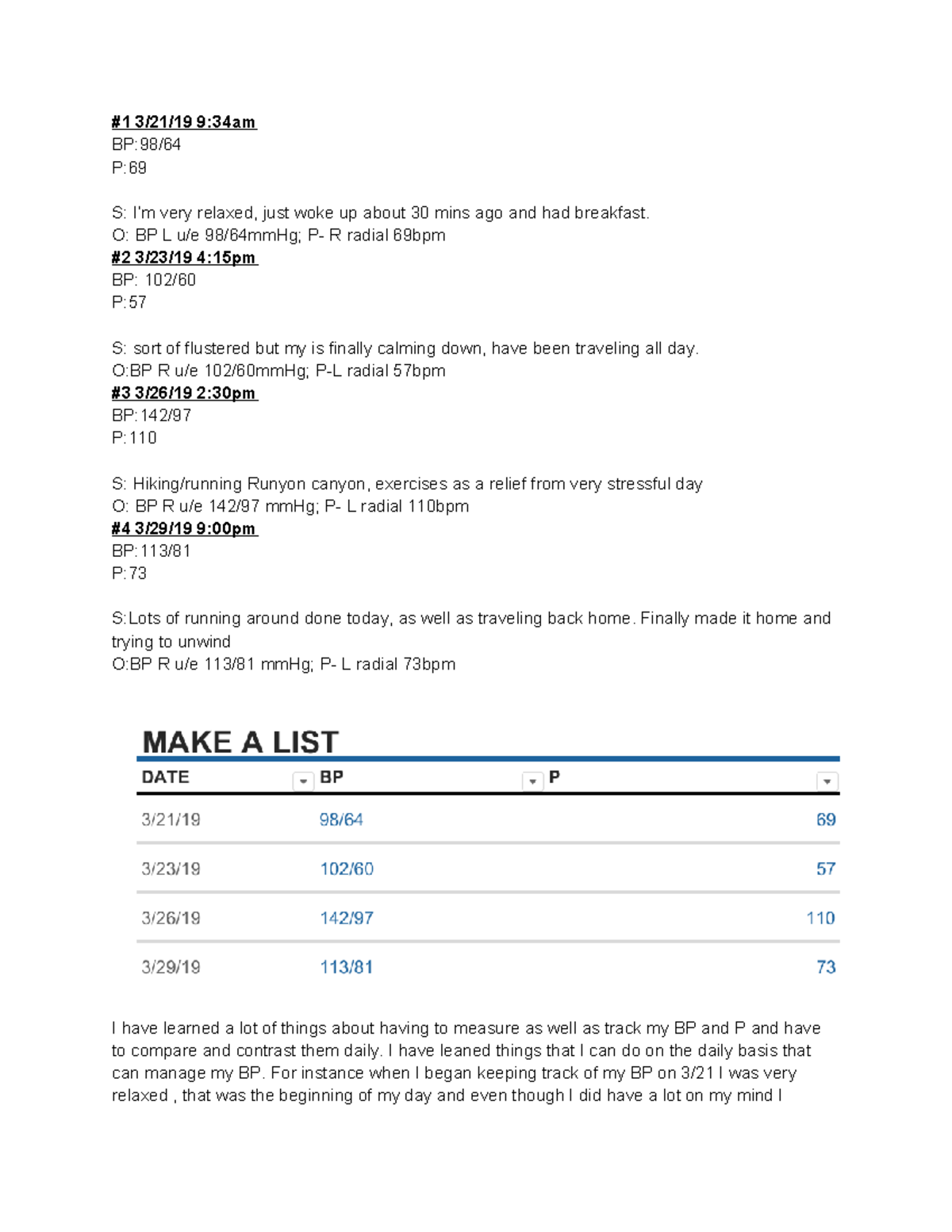 VS assignment - for references - #1 3/21/19 9:34am BP:98/ P: S: I’m ...