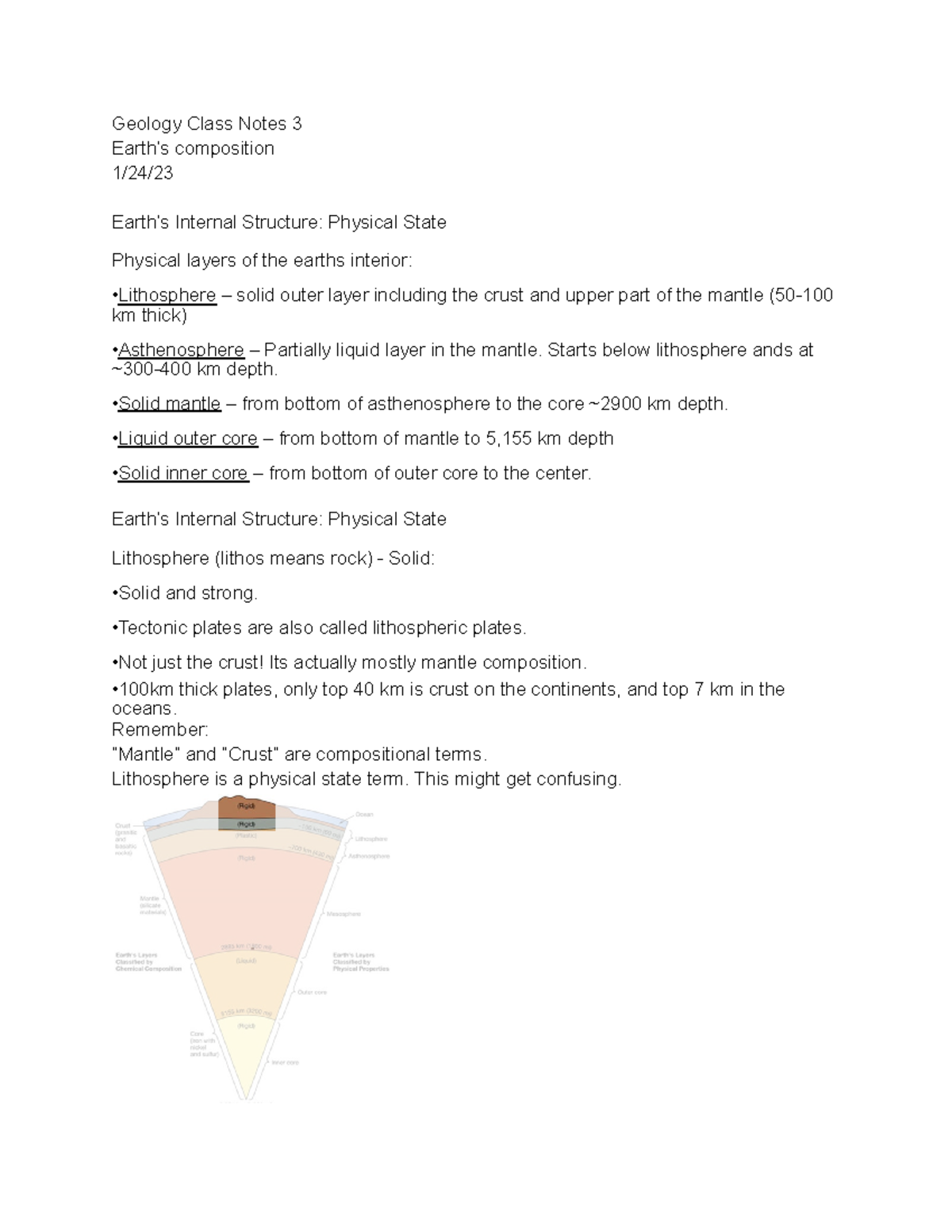 Geology Class Notes 3 Prof. Casale Geology Class Notes 3 Earth’s
