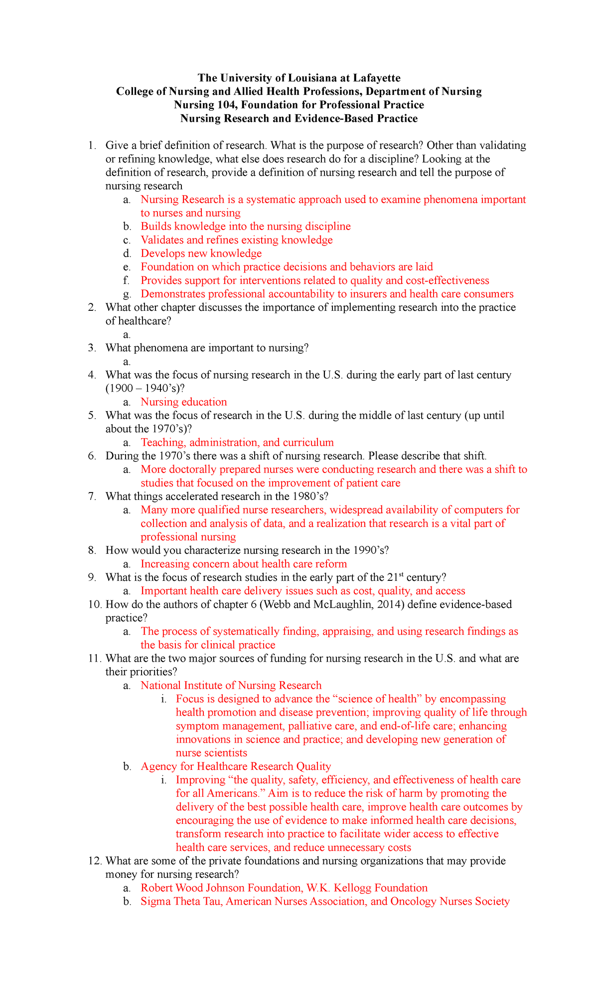 nursing research objective type questions