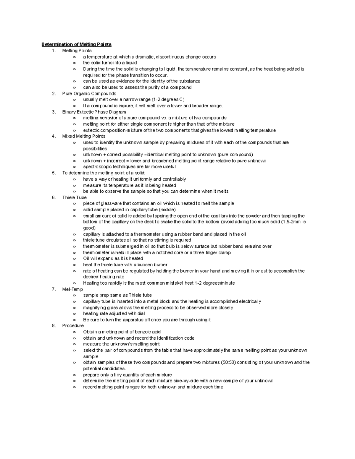 Melting Points determination - Determination of Melting Points 1 ...