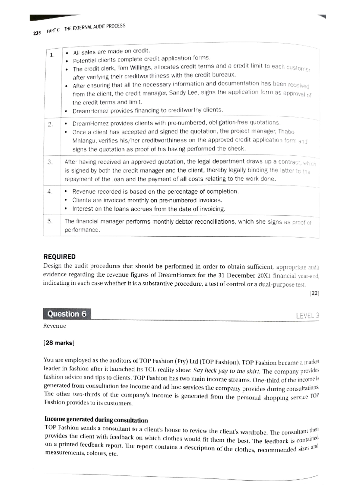 R&R class example - Question - PART C THE EXTERNAL AUDIT PROCESS 236 ...