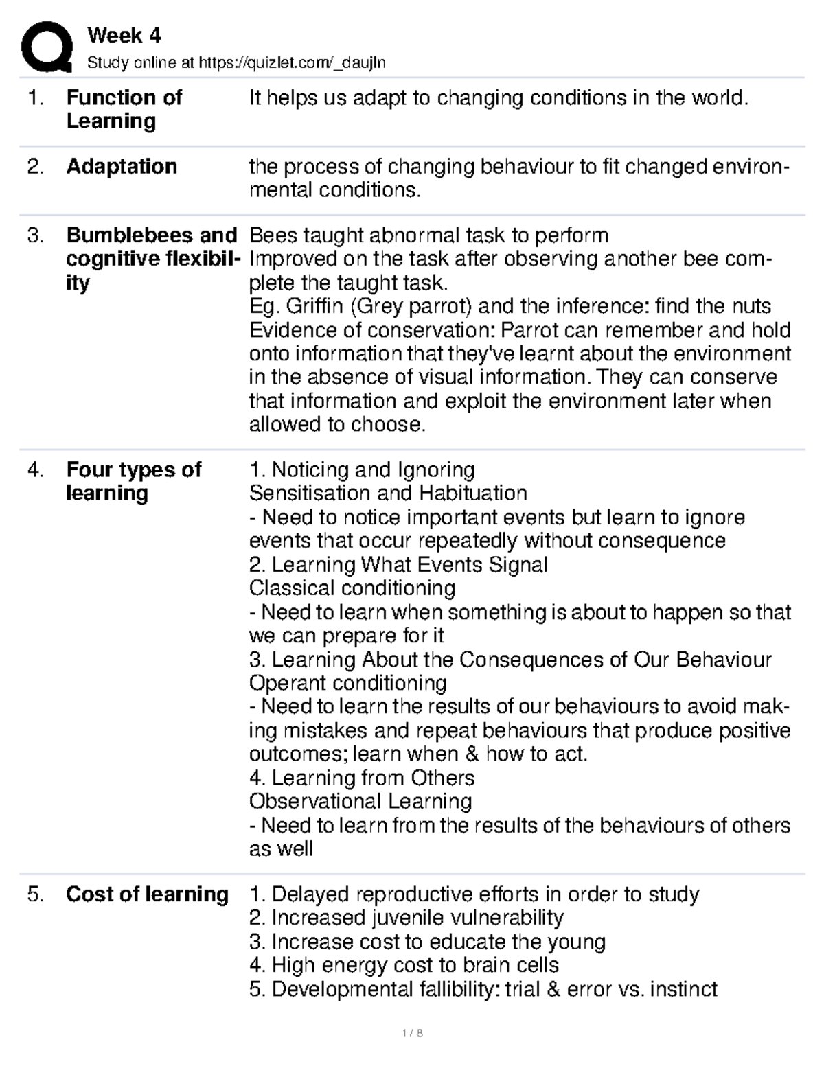 Week 4 Conditioning and Reinforcement Study online at quizlet