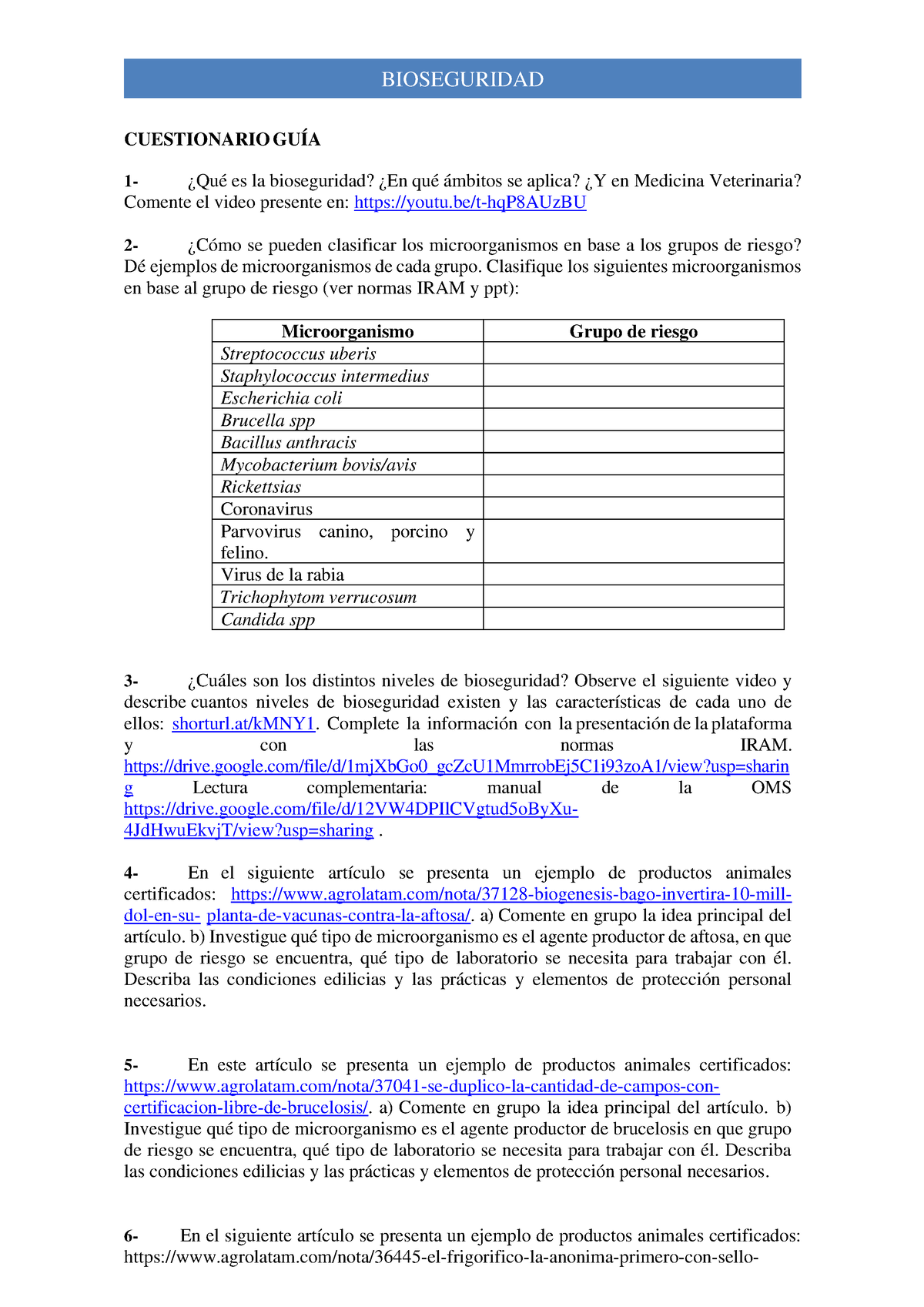 20230829162839 G928k6lvc1 - BIOSEGURIDAD CUESTIONARIO GUÍA 1- ¿Qué Es ...