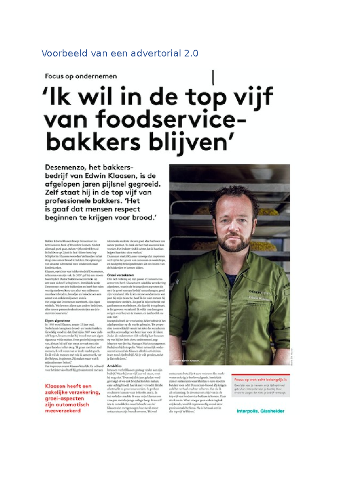 Voorbeeld Van Een Advertorial 2 - Cursus Marketingcommunicatie 2 ...