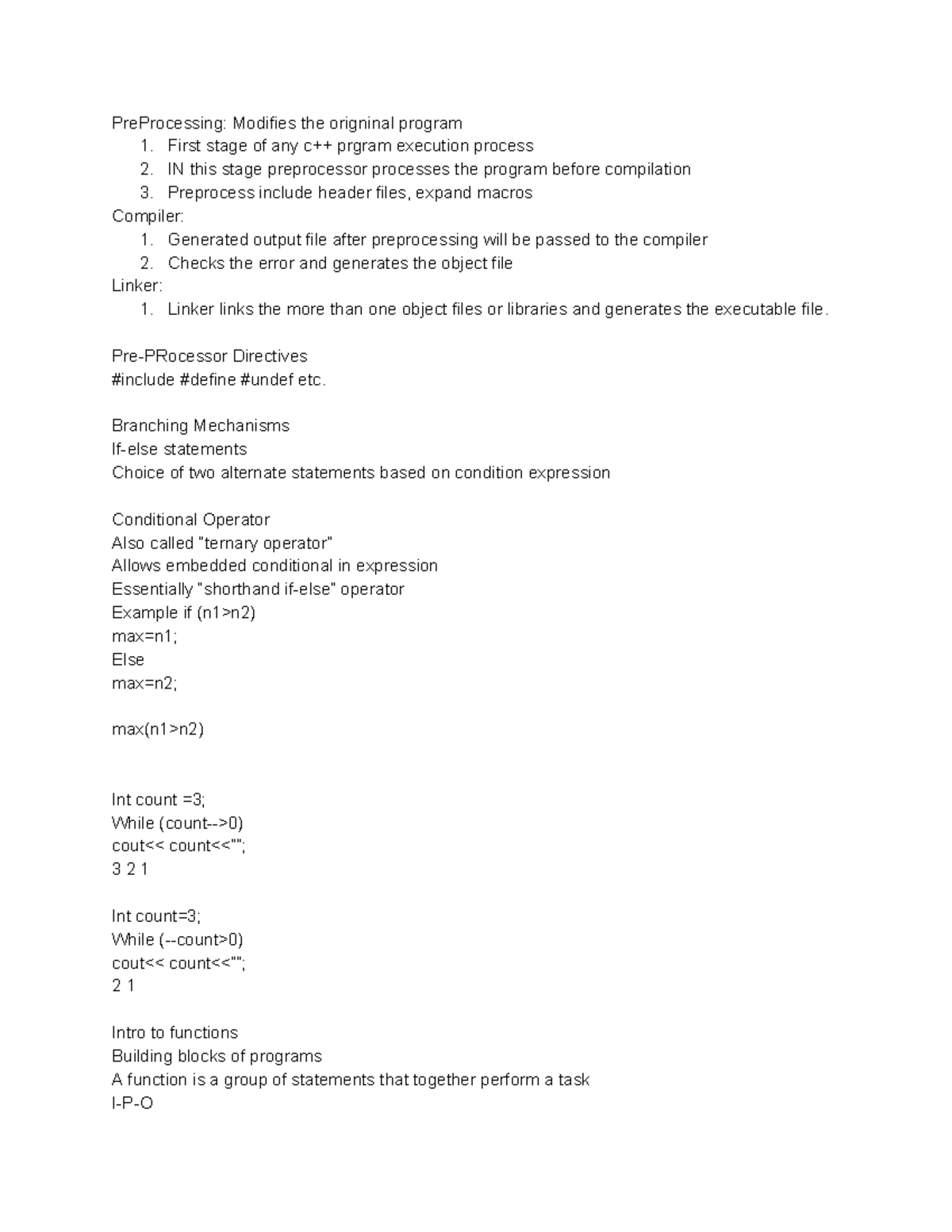 Object Oriented Programming - PreProcessing: Modifies the origninal ...