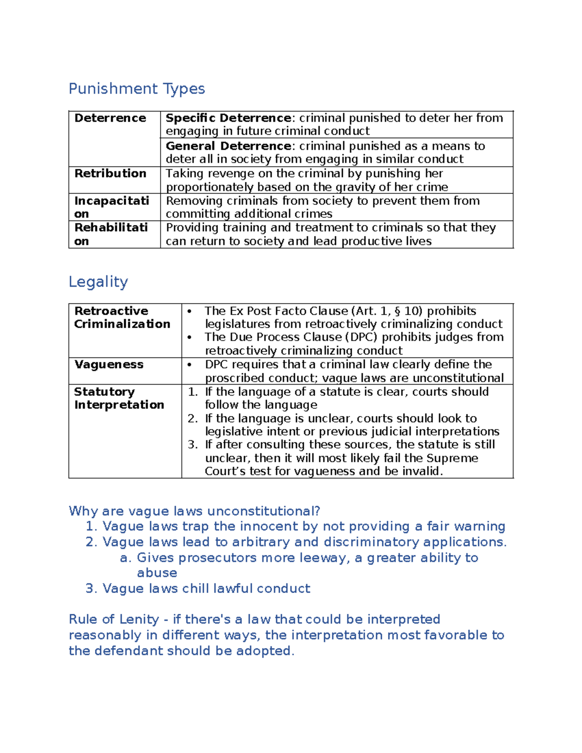 Crim short - Punishment Types Deterrence Specific Deterrence: criminal ...