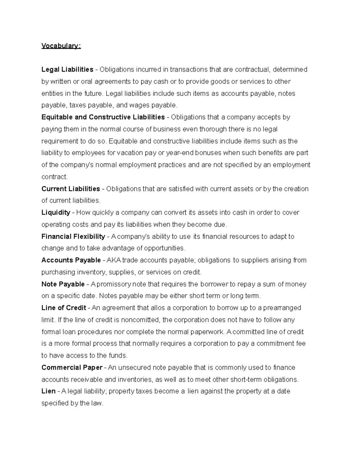 ACC 3070 Ch9 Vocab - Notes work for any Intermediate Accounting Section ...