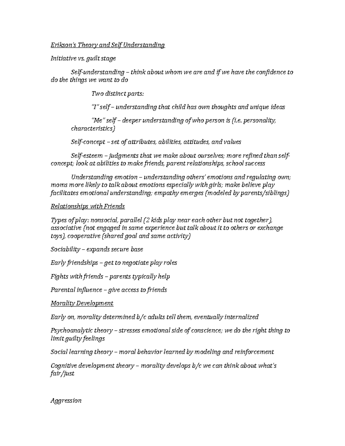 Ch 8 - lecture 8 notes - Erikson’s Theory and Self Understanding ...