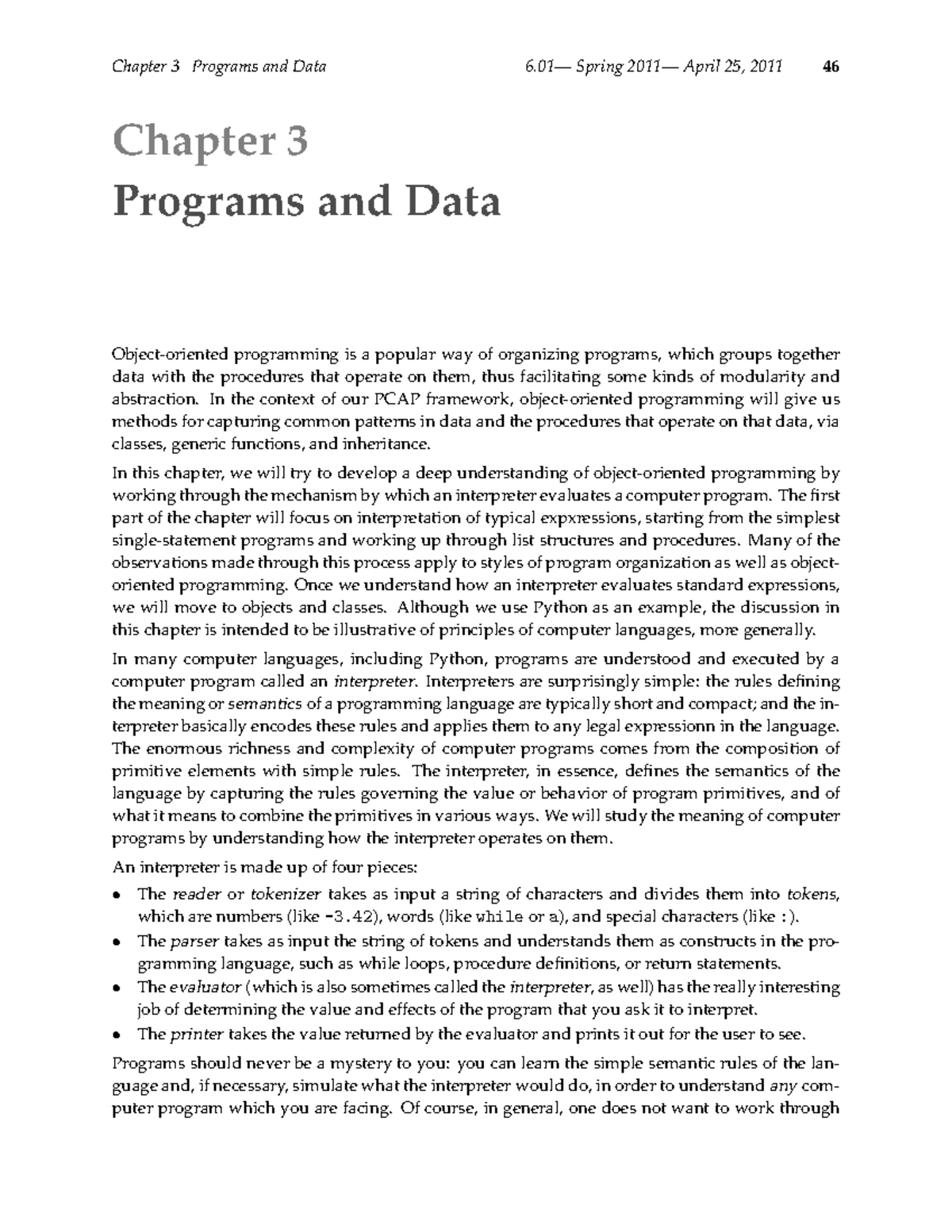 Lecture Notes Part 3 - Chapter 3 Programs and Data 6— Spring 2011 ...