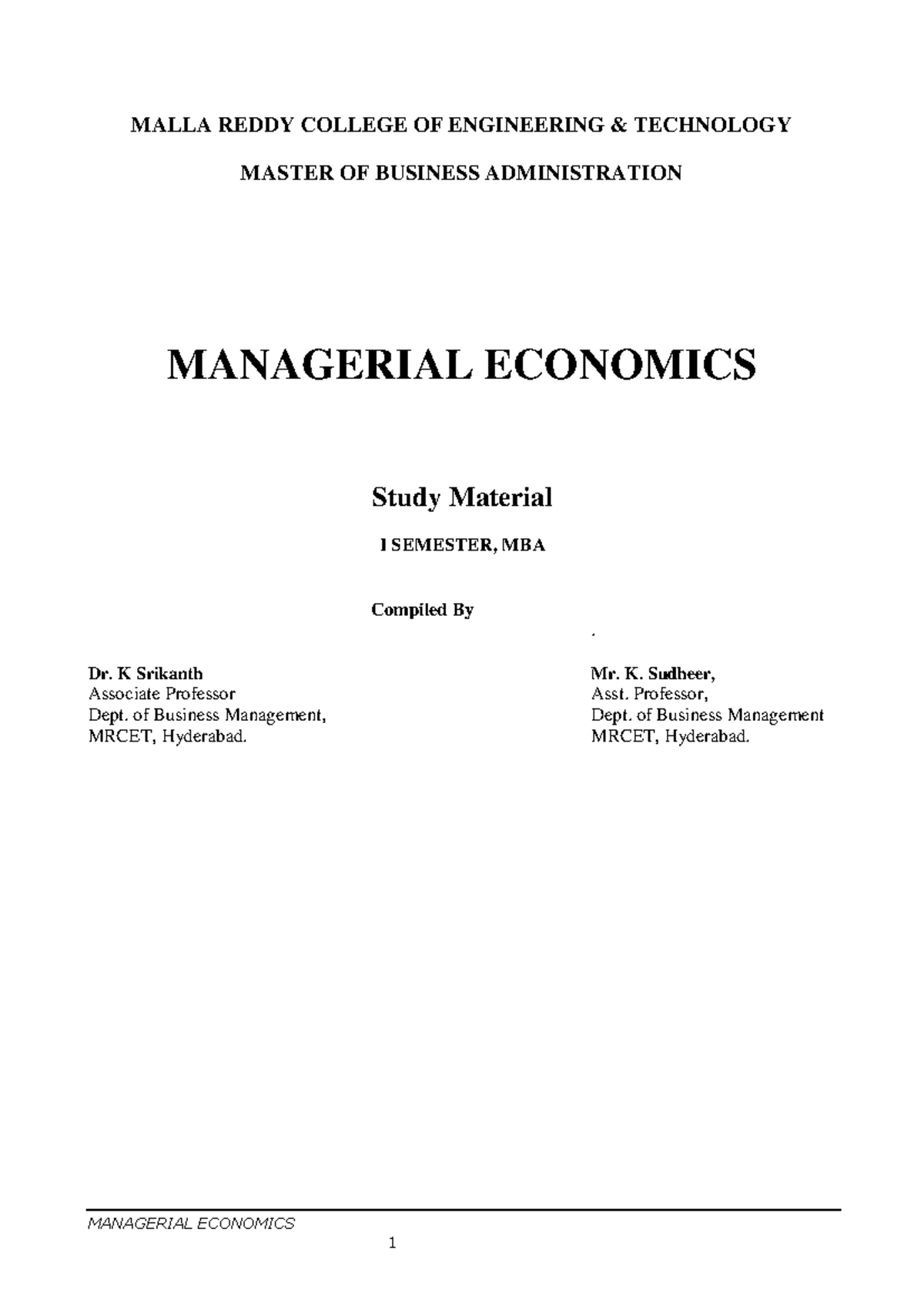 ME Final Digital Notes - Useful - MANAGERIAL ECONOMICS MALLA REDDY ...