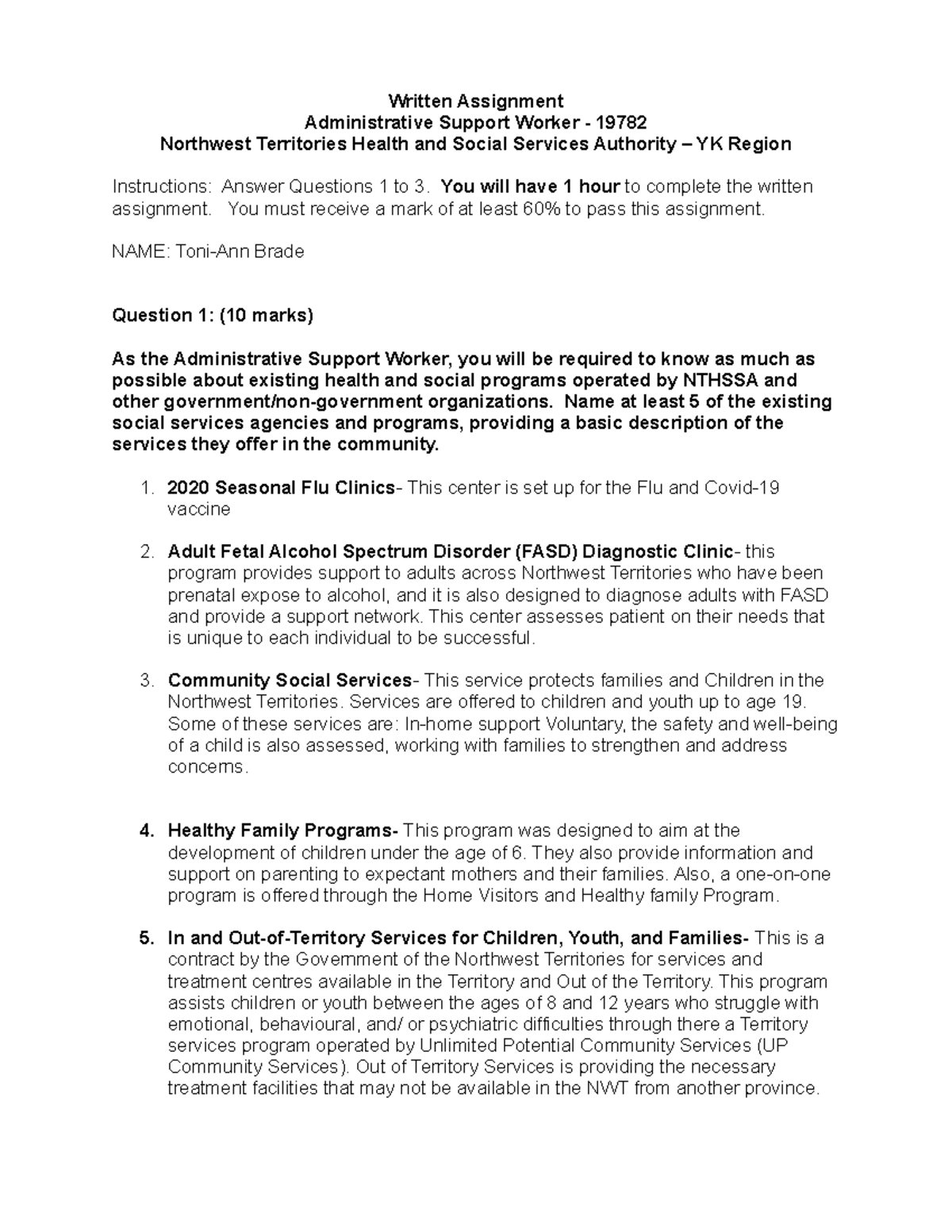 19782- Assignment - Written Assignment Administrative Support Worker ...