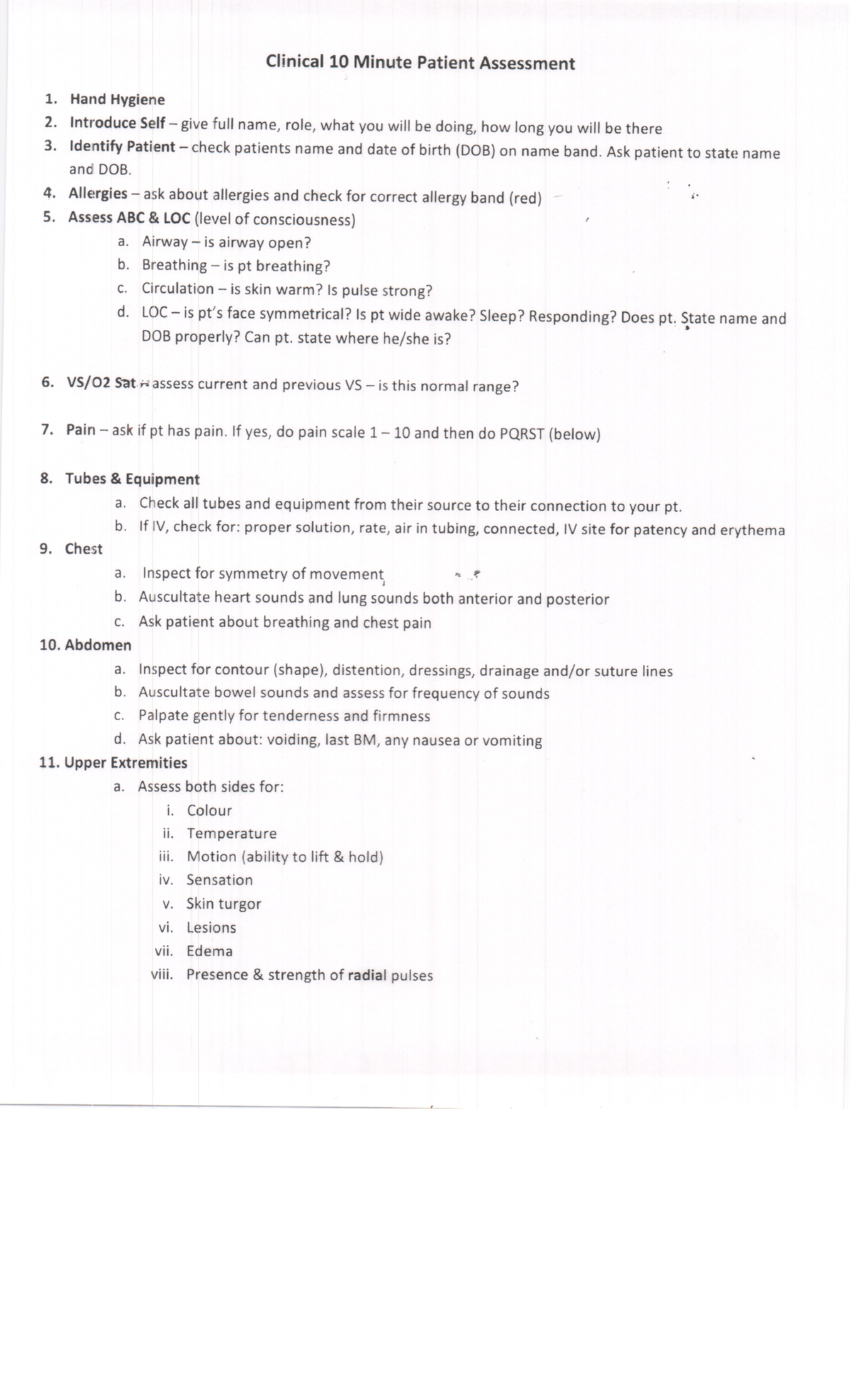 10 min Patient Assessment - PHED 3126 - Studocu