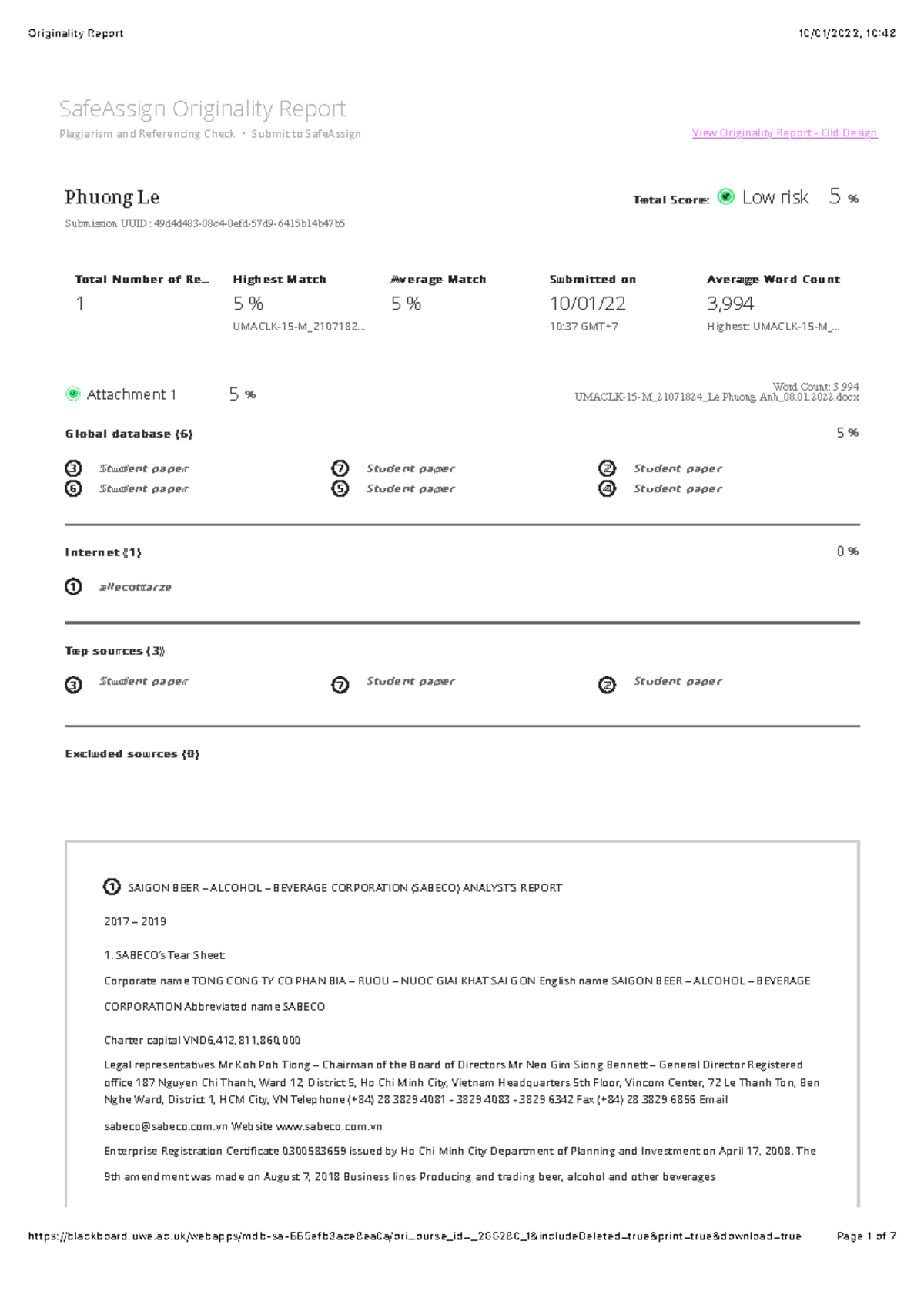 Umaclk-15-M 21071824 Le Phuong Anh 08.01.2022 SA report - 5 %% 0 % ...