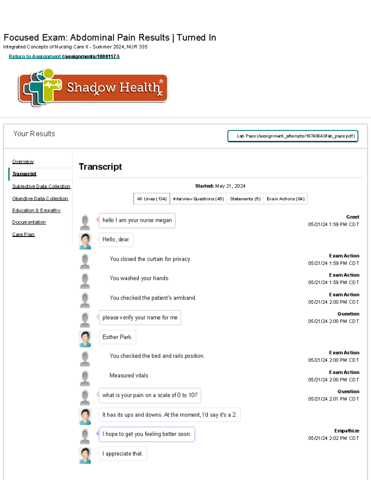 Shadow Health Digital Clinical Experience Orientation Quizlet 75 - 206c4u3