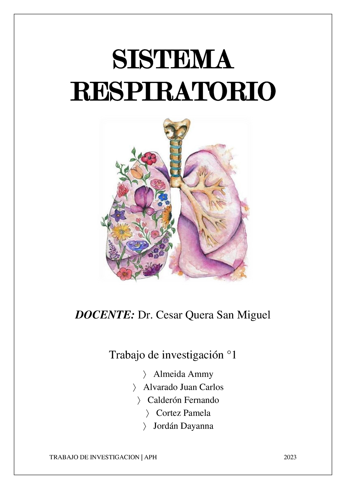 Sistema Respiratorio - Resumen - SISTEMA RESPIRATORIO DOCENTE: Dr ...