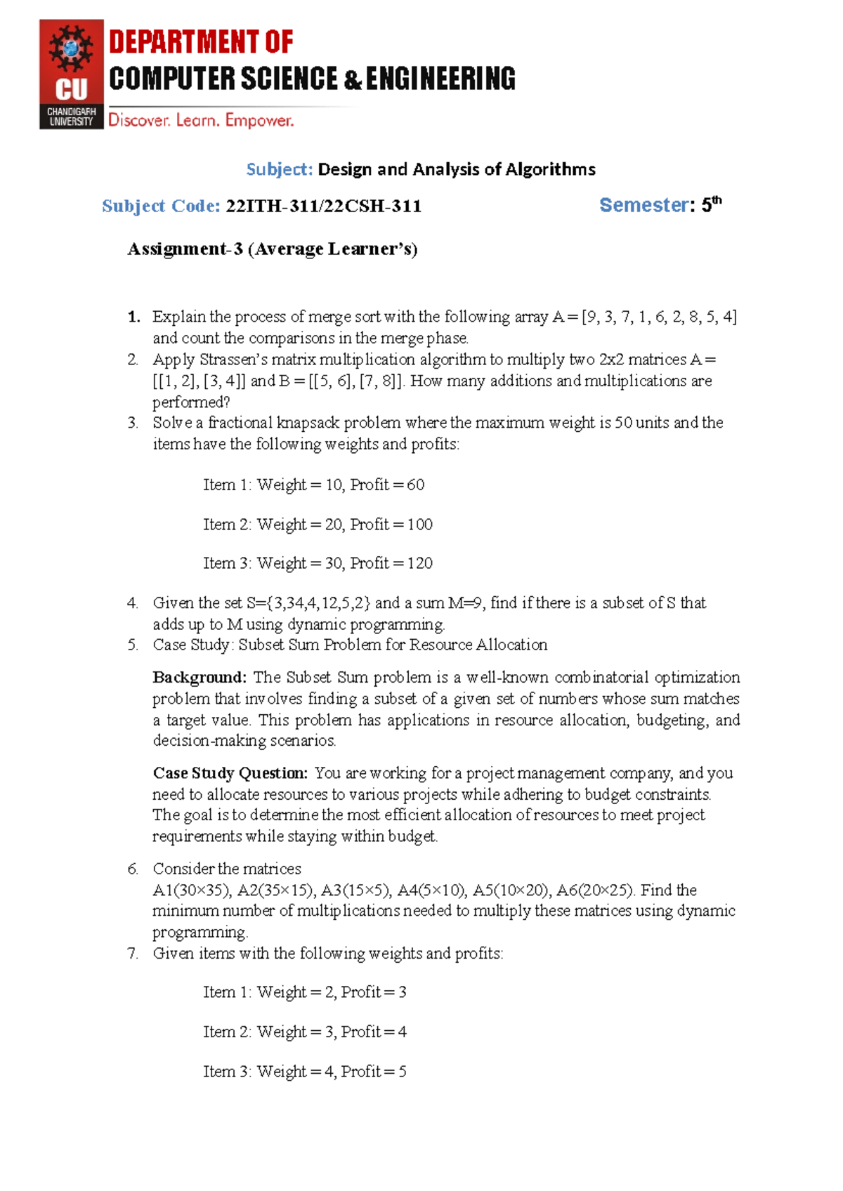Average Learners Assignment - DEPARTMENT OF COMPUTER SCIENCE ...