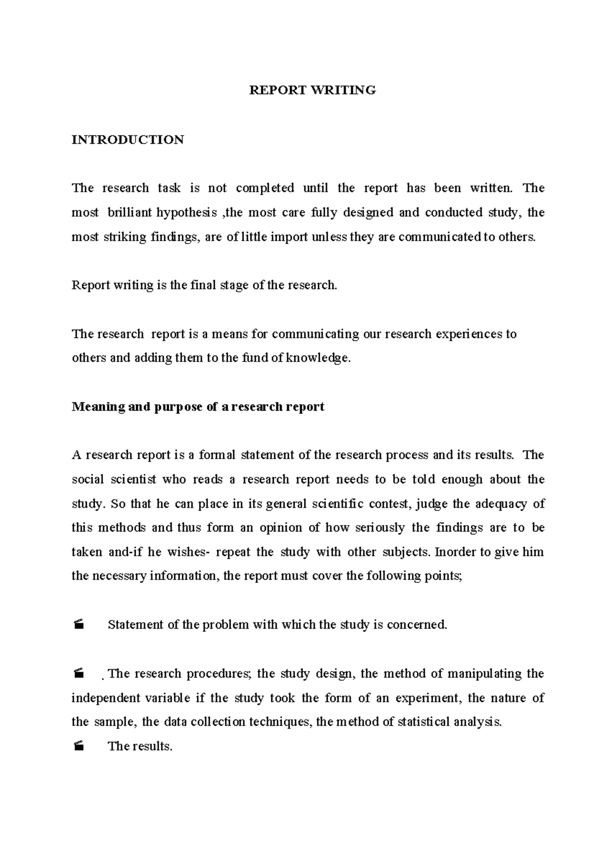 Report Writing - Report Writing Introduction The Research Task Is Not 