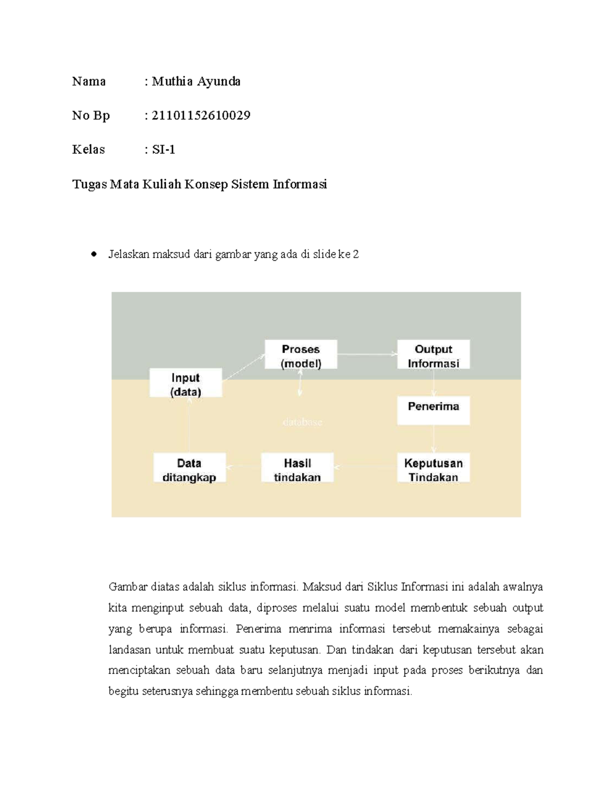 Siklus Data dan Kualitas Informasi - Nama : Muthia Ayunda No Bp