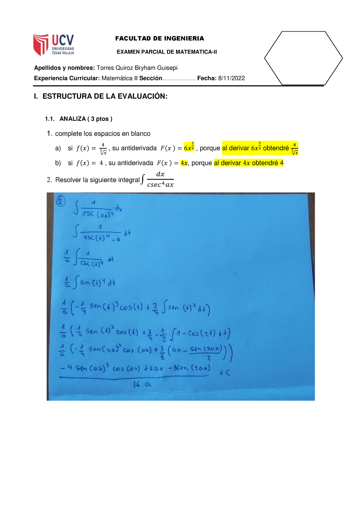 UCV Exa. Parcial -2-mat-2 (B1-2022-2) - Copia - FACULTAD DE INGENIERIA ...